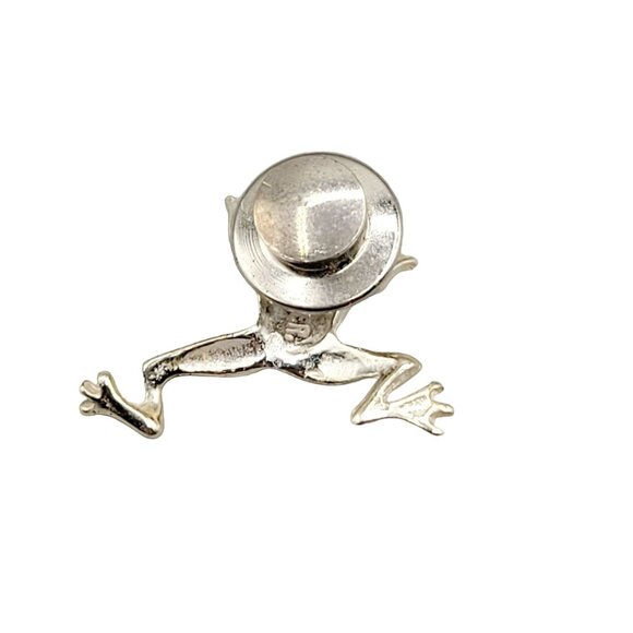 Sterling Jumping Frog Tie Tack Hat Pin Brooch Figural 925 Sterling Silver - Picture 4 of 6